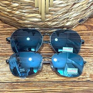 Men's Black Aviator Sunglasses with Mirror Lenses